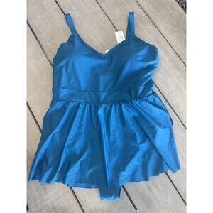 Cupshe Women Swim Dress Plus Size 2x Ruffled Swimsuit Adjustable Scoop Neck Teal